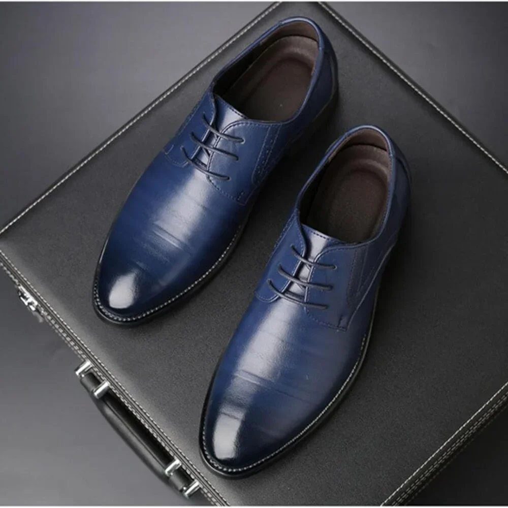 Santimon Men's US 6.5-11 Blue Casual Brogues Derby Lace Up Classic‎ Dress Shoes